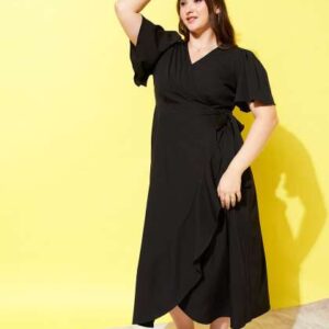 berrylush curve vneck flared sleeves wrap maxi dre