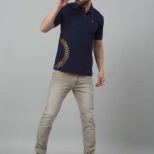 cantabil typography printed polo collar round neck