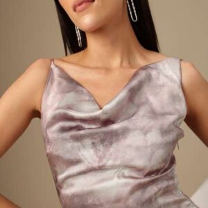 chemistry tie dye cowl neck satinfinish party mid