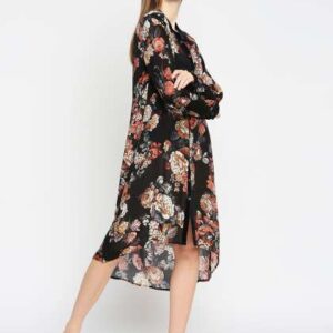 cloth haus india women black floral shirt dress