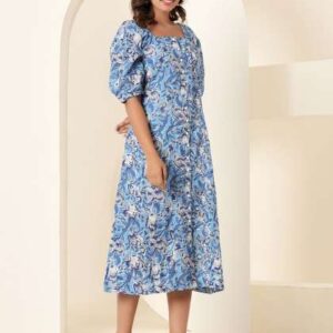 eco clothing women floral printed midi aline dres