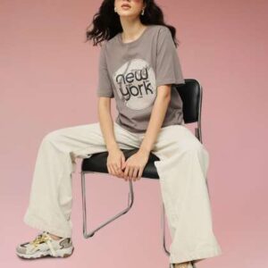 espresso typography printed pure cotton relaxed fi