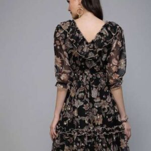 fabway clothing women floral printed fit flare dr
