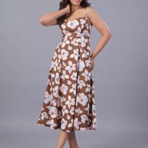 june 9 clothing floral print fit flare midi dress