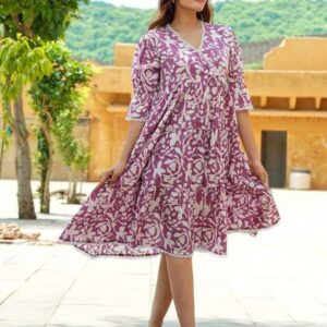 kalini floral printed cotton empire ethnic dress