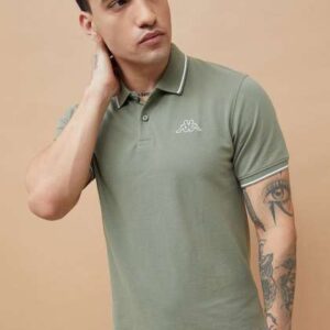 kappa men solid polo collar cotton tshirt
