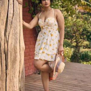 lea clothing co tabitha sunflower corset mini dres