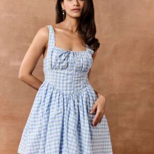 lea clothing co women checked print fit flare cot