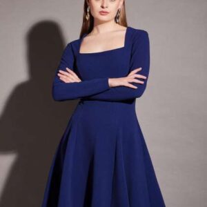 mabish by sonal jain square neck fit flare dress