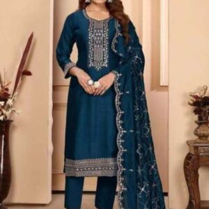 miss clothing women ethnic motifs embroidered kurta with trousers dupatta