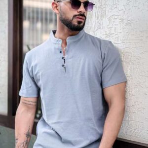 maniac henley neck cotton slim fit tshirt