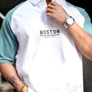 maniac men printed polo collar cotton oversized ts