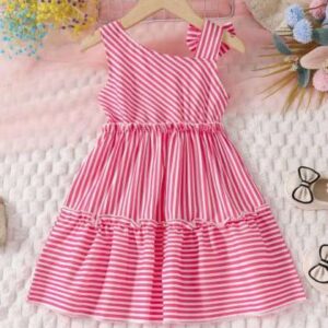 miss chief girls striped one shoulder bow cotton