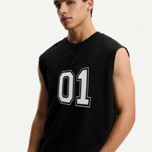 moda rapido varsity printed round neck sleeveless
