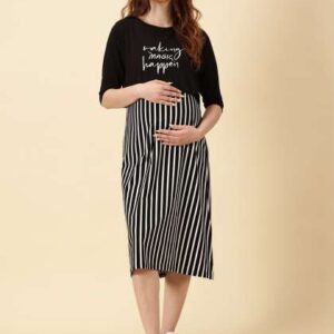 purple flaunt women striped maternity aline midi d