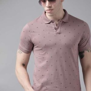 roadster men mauve conversational printed polo col