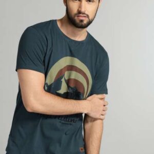 roadster time travlr men teal blue printed cotton