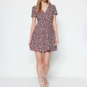 trendyol floral printed fit flare dress