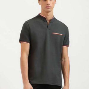 united colors of benetton men mandarin collar pock