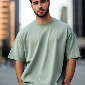 urbano fashion men solid round neck cotton oversiz
