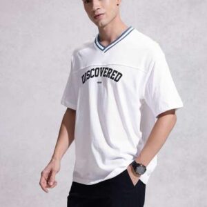 wrogn typography printed vneck dropshoulder sleeve