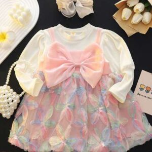 yk girls floral printed fit flare dress
