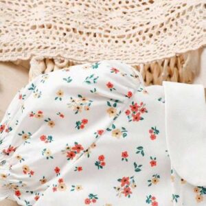 yk girls floral printed puffed sleeves peter pan c