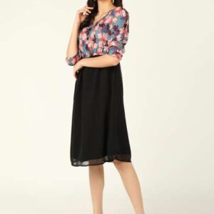znx clothing floral printed sweetheart neck dress
